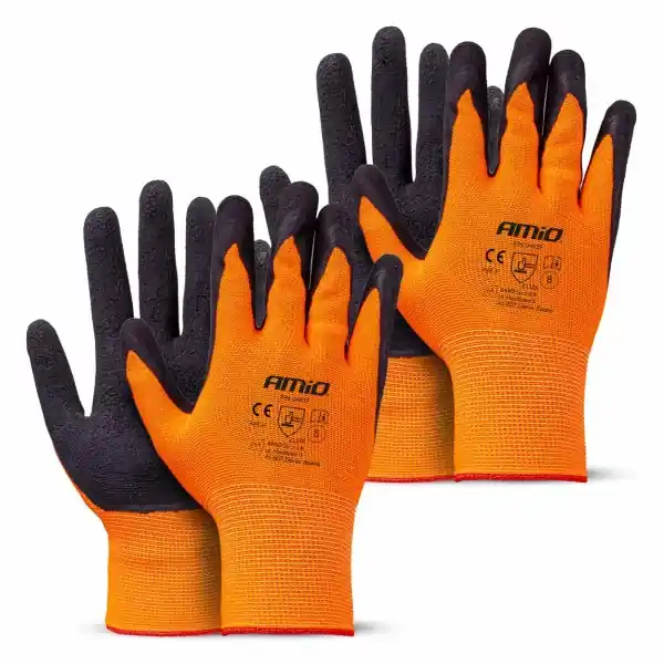 Alennettu hinta - PE Latex foamsafety gloves 4 pcs Size 8 (2 pairs), AMIO-04639