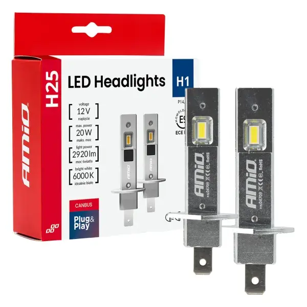 Suoraan tehtaalta - LED-ajovalon polttimot H25 CANBUS H1 12V 20W AMIO-04709