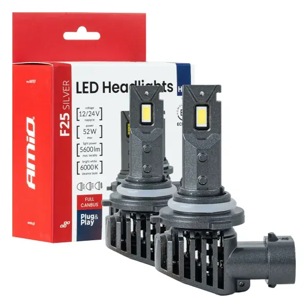 Päivän tarjous | LED-ajovalopolttimot F25 HOPEA TÄYSIN CANBUS HB4 9006 52W 12V 24V AMIO-04707