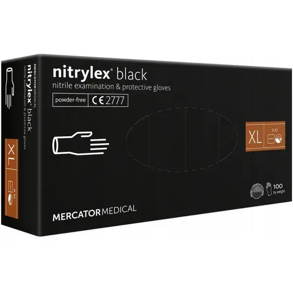 Varastossa - Suojaavat nitriilikäsineet Nitrylex Black, koko XL, 100 kpl.