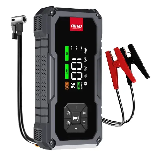4in1 Auton käynnistysapu/LED/kompressori/varavirtalähde 12V 7.2Ah 600A PRO AMIO-04674 - Erikoisetu