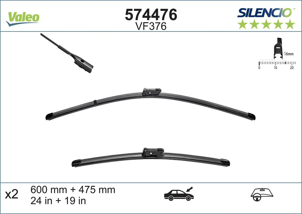Viimeinen tilaisuus | Pyyhkijänsulka VALEO 574476 - VW Golf Passat Jetta, Audi, Polestar Polestar 2