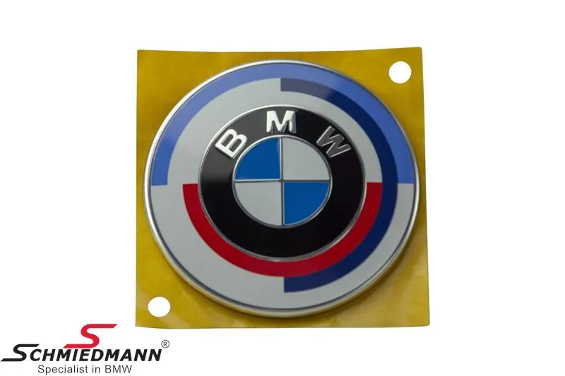 Muutama jäljellä | BMW M-logo konepelti 50 vuotta (Ø=74MM) eteen ja taakse. 51117886545 51 11 7 886 545 7886545